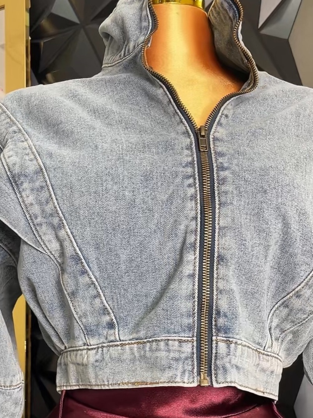 🔥🧥Women's Light Blue Denim Zip-Up Jacket